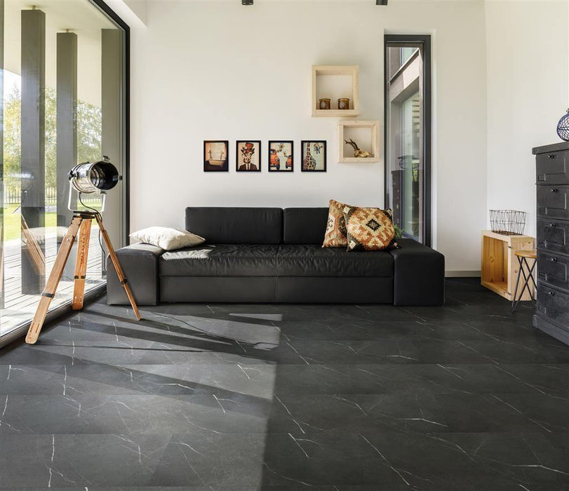 Aqua-Step SPC vloer en wand - Aqua Click Tiles Aberdeen - zwart - 610x305x4mm - Wandenbekleden.nl