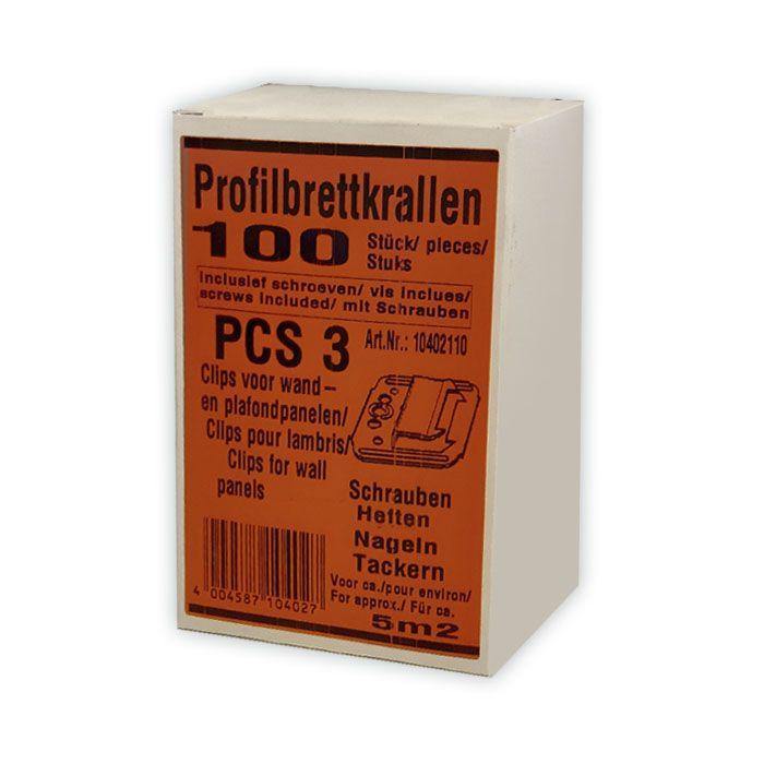 Clips PCS3 extra - doos 100 stuks incl. schroeven - Wandenbekleden.nl